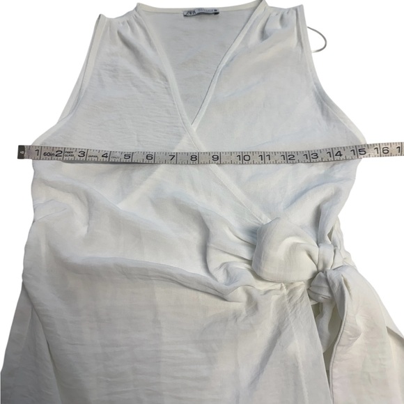 Zara White Ercu Midi Wrap Dress Size Small - Picture 4 of 6